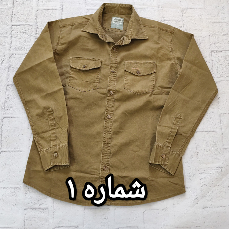 پیراهن کتان دوجیب دکمه فلزی سنگشور جیپ پیراهن دوجیب JEEP